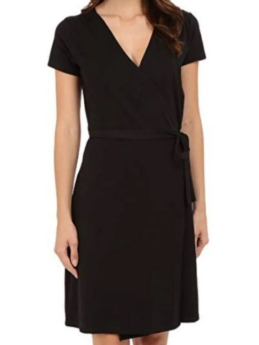 Banana Republic 100% SILK Midi Black Wrap Dress - Size 12